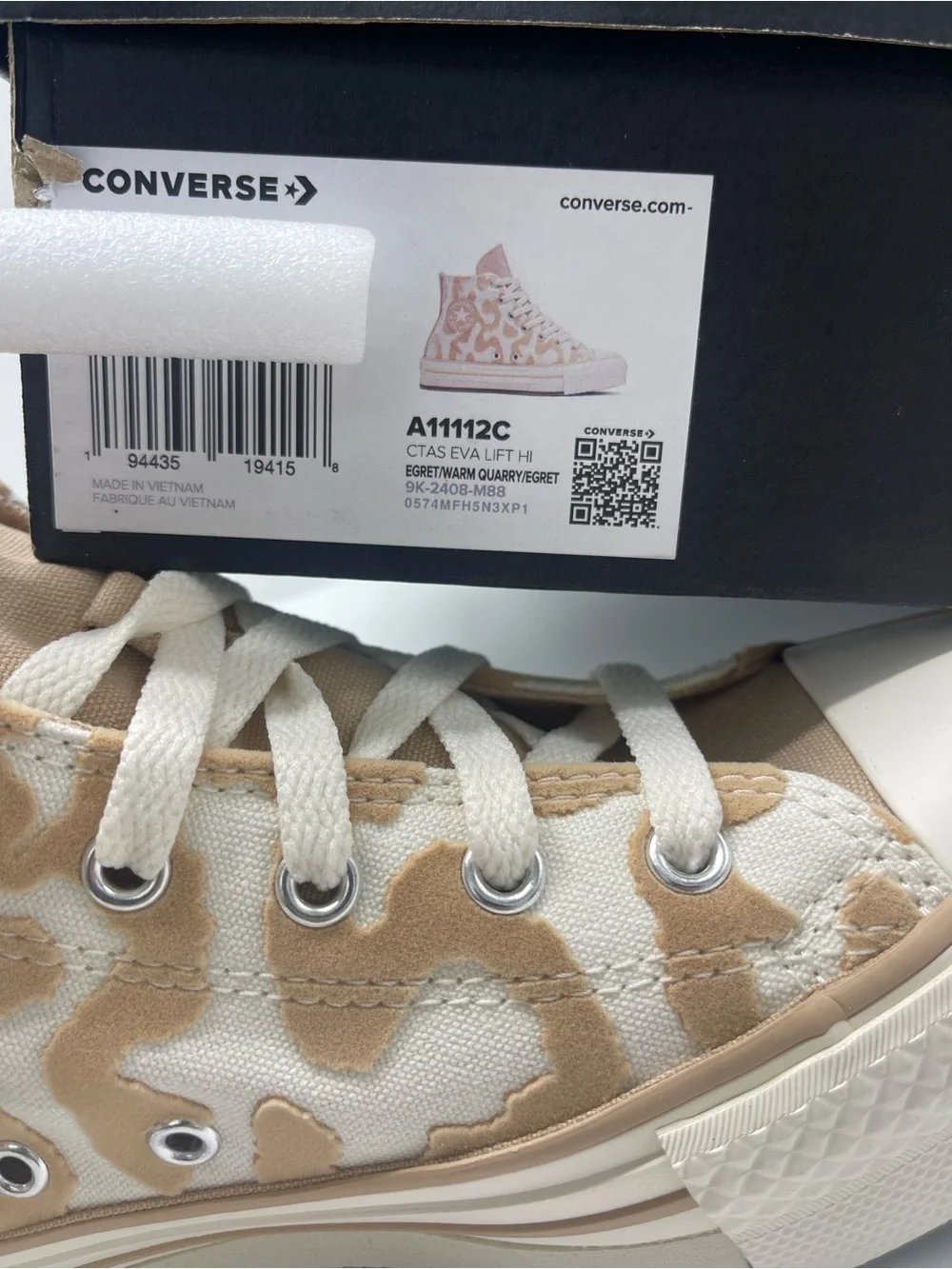 Converse WMNS CTAS EVA LIFT HI EGRET/WARM QUARRY/EGRET A11112C Platform Sneakers